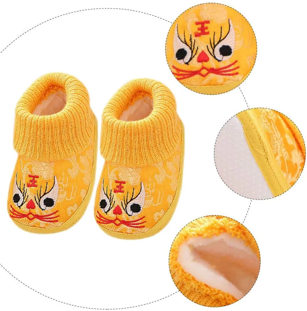 1 Pair Chinese Baby Shoes Plush Soft Sole Shoes Embroidered Tiger Pattern First Walkers Shoes Toddlers Shoes Babys Footwear Baby Toddler