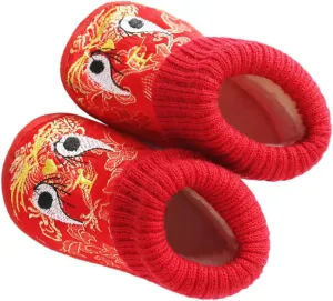 1 Pair Chinese Baby Shoes Plush Soft Sole Shoes Embroidered Tiger Pattern First Walkers Shoes Toddlers Shoes Babys Footwear Baby Toddler