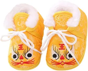 1 Pair Chinese Baby Shoes Plush Soft Sole Shoes Embroidered Tiger Pattern First Walkers Shoes Toddlers Shoes Babys Footwear Baby Toddler