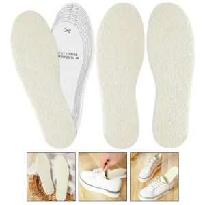 2 Pairs Men's Wool Pads Shoe Inserts Insoles Winter Boot Soft Warm Thermal Foam