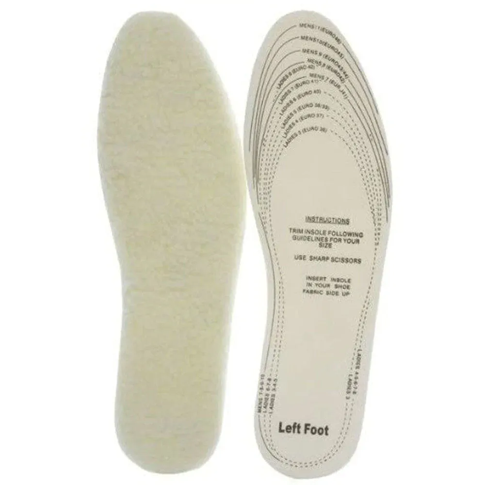 2 Pairs Men's Wool Pads Shoe Inserts Insoles Winter Boot Soft Warm Thermal Foam