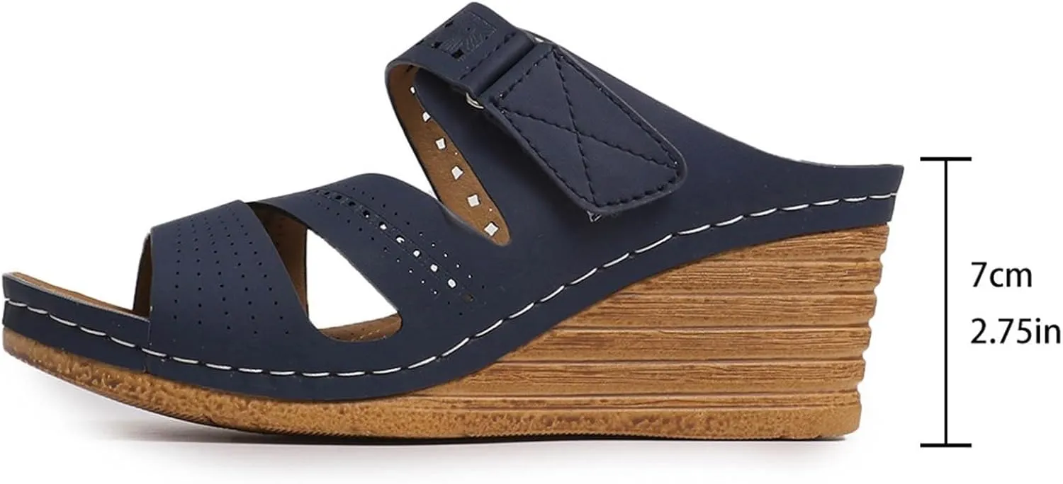 2025 Platform Sandals Women Fashion Wedges Sandal Casual Comfortable Mid Heels Open Toe Espadrilles Slip on Shoes Dressy Summer Flat
