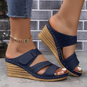 2025 Platform Sandals Women Fashion Wedges Sandal Casual Comfortable Mid Heels Open Toe Espadrilles Slip on Shoes Dressy Summer Flat