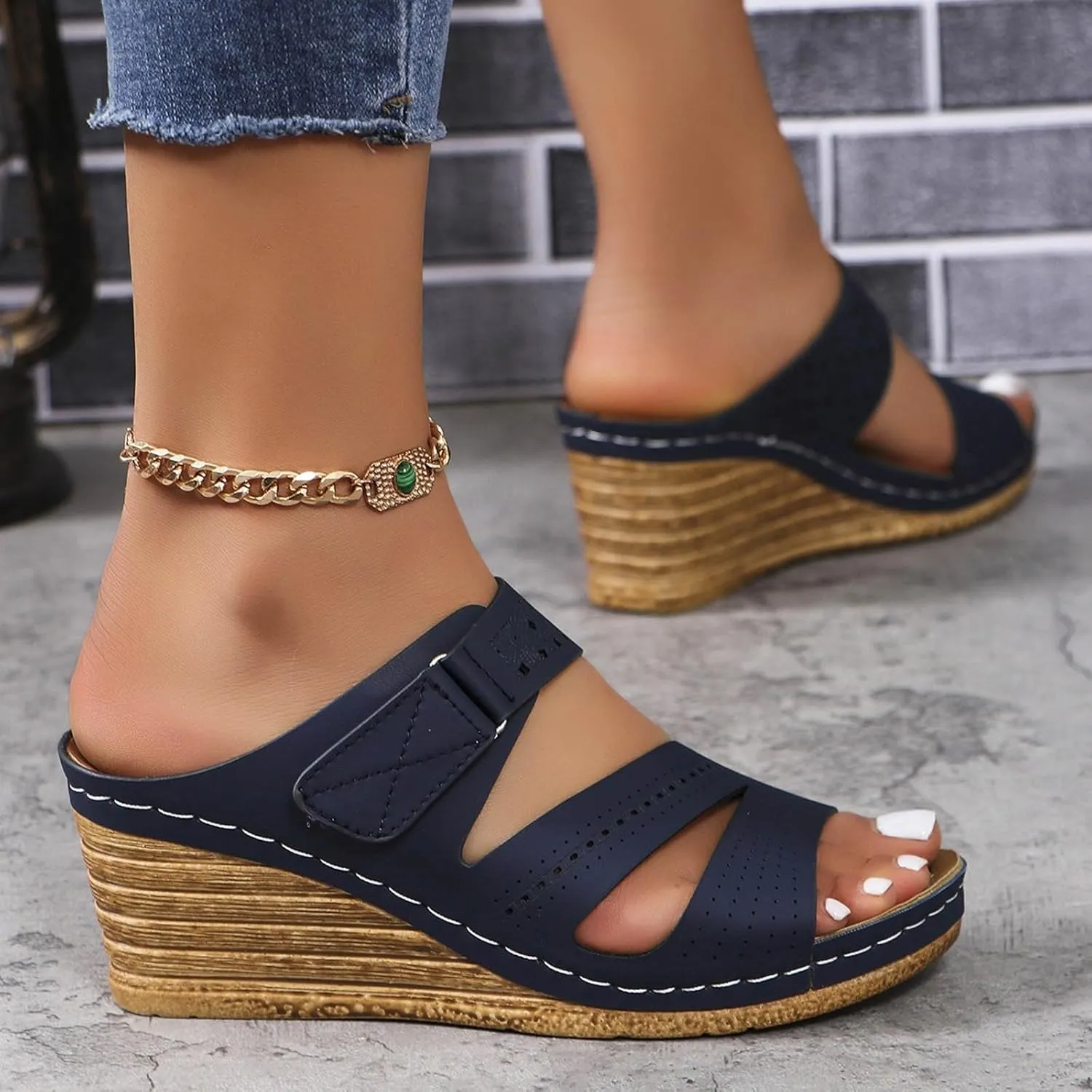 2025 Platform Sandals Women Fashion Wedges Sandal Casual Comfortable Mid Heels Open Toe Espadrilles Slip on Shoes Dressy Summer Flat