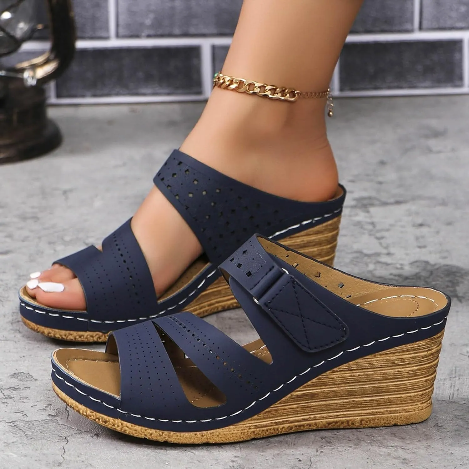 2025 Platform Sandals Women Fashion Wedges Sandal Casual Comfortable Mid Heels Open Toe Espadrilles Slip on Shoes Dressy Summer Flat