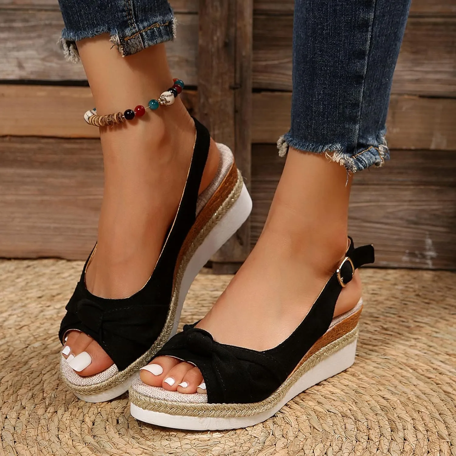 AMDBEL Sandals for Women Dressy Summer Orthopedic Sandals Walking Slippers with Arch Support Open Toe Ankle Strap Platform