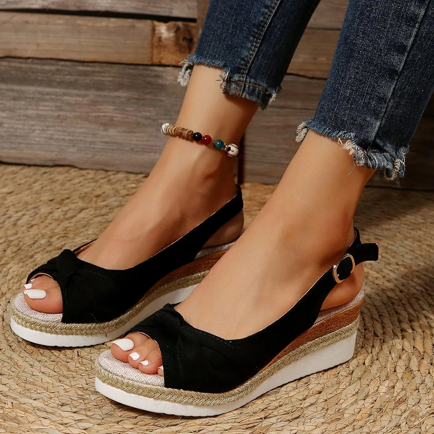 AMDBEL Sandals for Women Dressy Summer Orthopedic Sandals Walking Slippers with Arch Support Open Toe Ankle Strap Platform