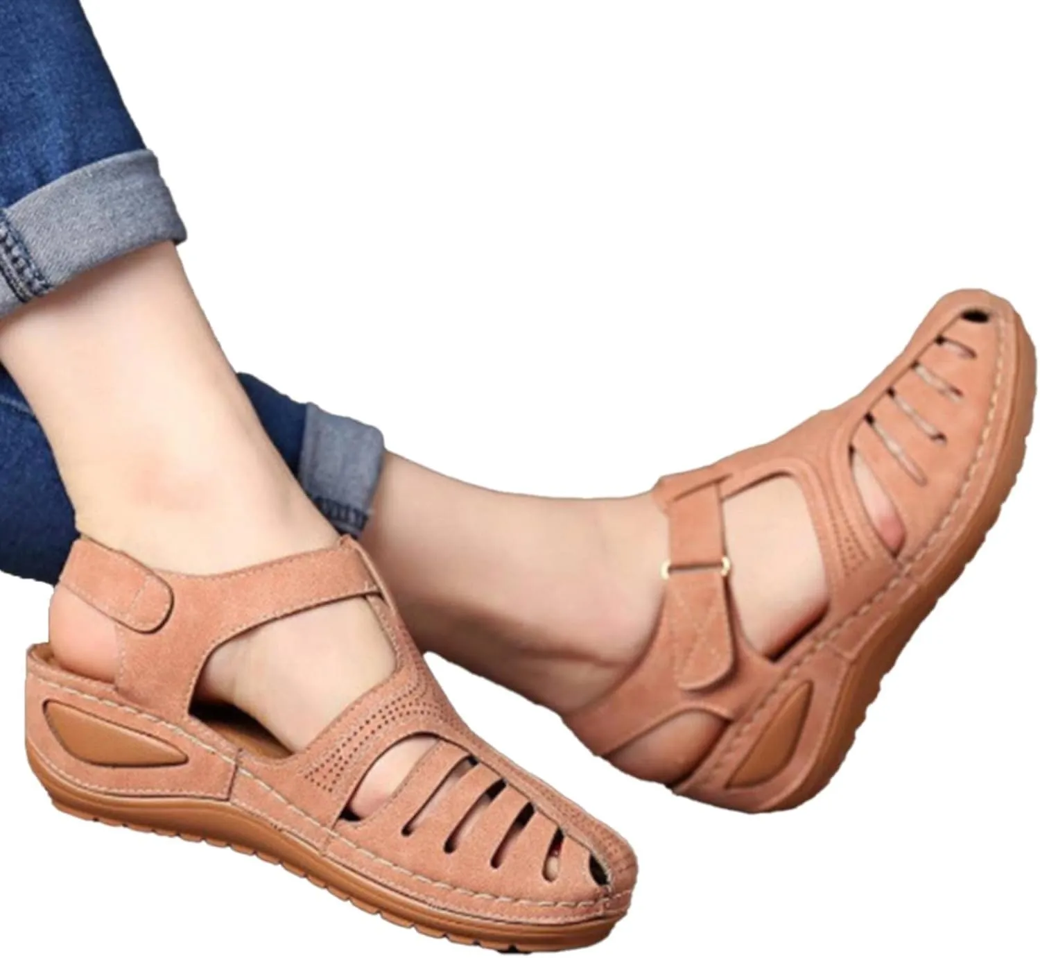AMDBEL Summer Sandals for Women 2024, Sandals Women Wedge Orthopedic Platform Summer Sandals Trendy Comfortable Flip Flops