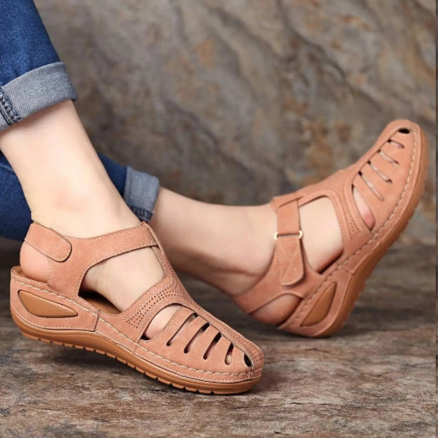 AMDBEL Summer Sandals for Women 2024, Sandals Women Wedge Orthopedic Platform Summer Sandals Trendy Comfortable Flip Flops