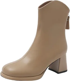 Ankle Boots for Women Comfy Mid Calf Boots for Women Back Zipper Plus Size Chunky Boots Temperament Fashion Boots