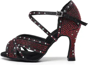 AOQUNFS Latin Dance Shoes Rhinestones Ballroom Salsa Practice Performance Dancing Shoes for Women,Model Z011