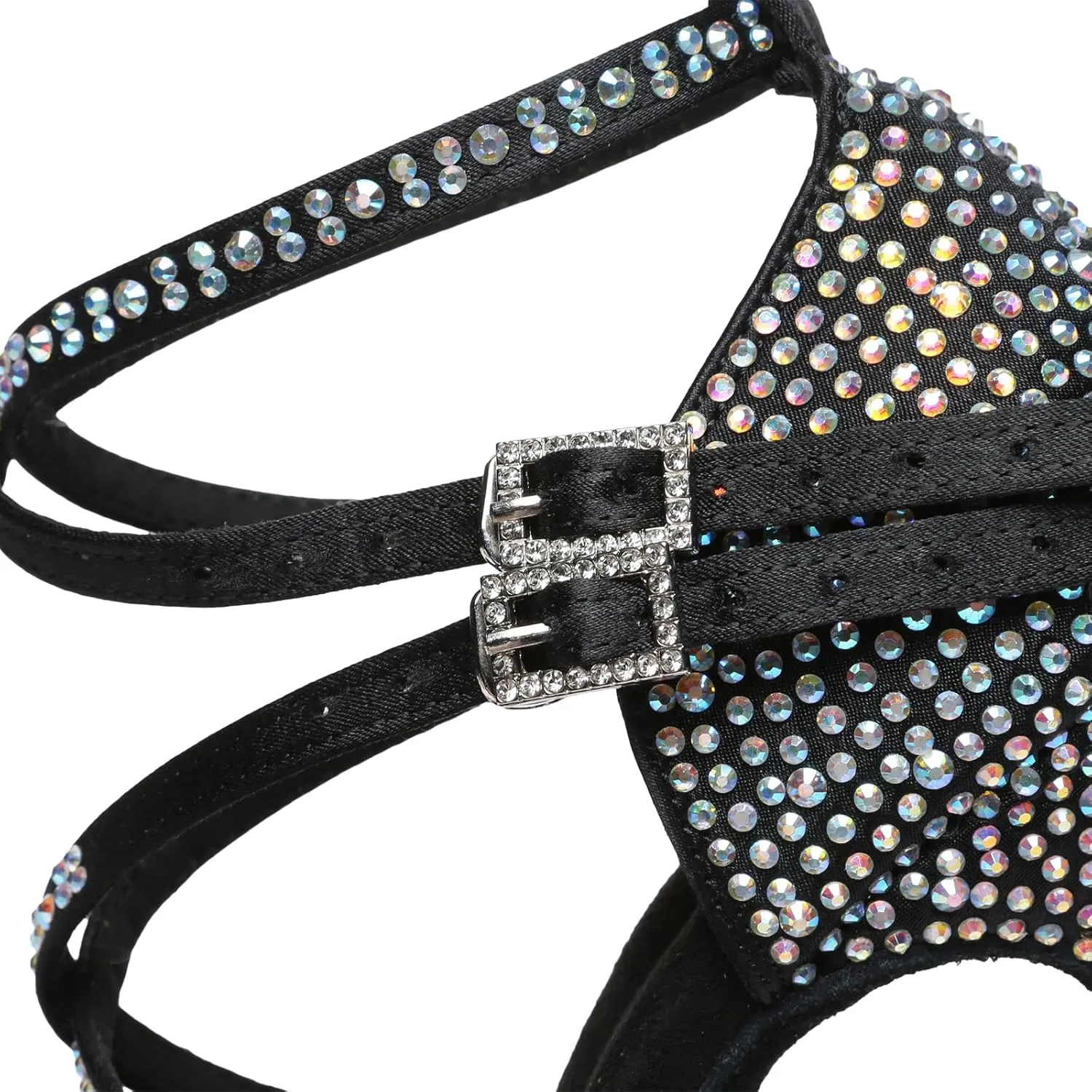 AOQUNFS Latin Dance Shoes Rhinestones Salsa Ballroom Practice Performance Dance Shoes for Women,L604