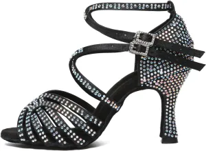 AOQUNFS Latin Dance Shoes Rhinestones Salsa Ballroom Practice Performance Dance Shoes for Women,L604