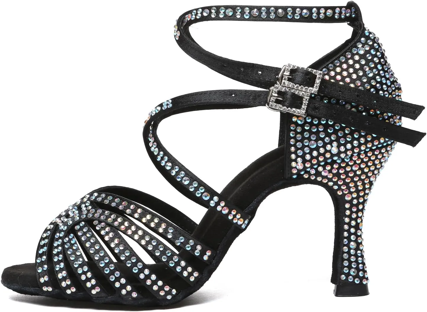AOQUNFS Latin Dance Shoes Rhinestones Salsa Ballroom Practice Performance Dance Shoes for Women,L604