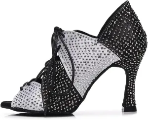 AOQUNFS Women Latin Dance Shoes Rhinestones Ballroom Salsa Professional Dancing Shoes,Model Z023