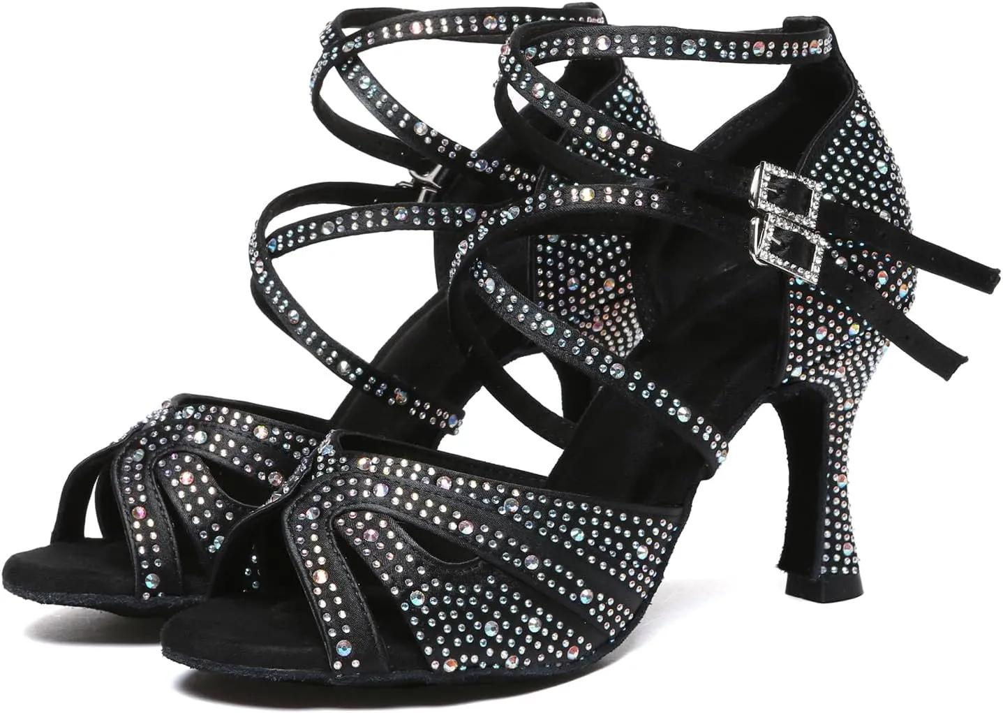 AOQUNFS Women Latin Dance Shoes Rhinestones Salsa Ballroom Practice Performance Dancing Shoes,L602