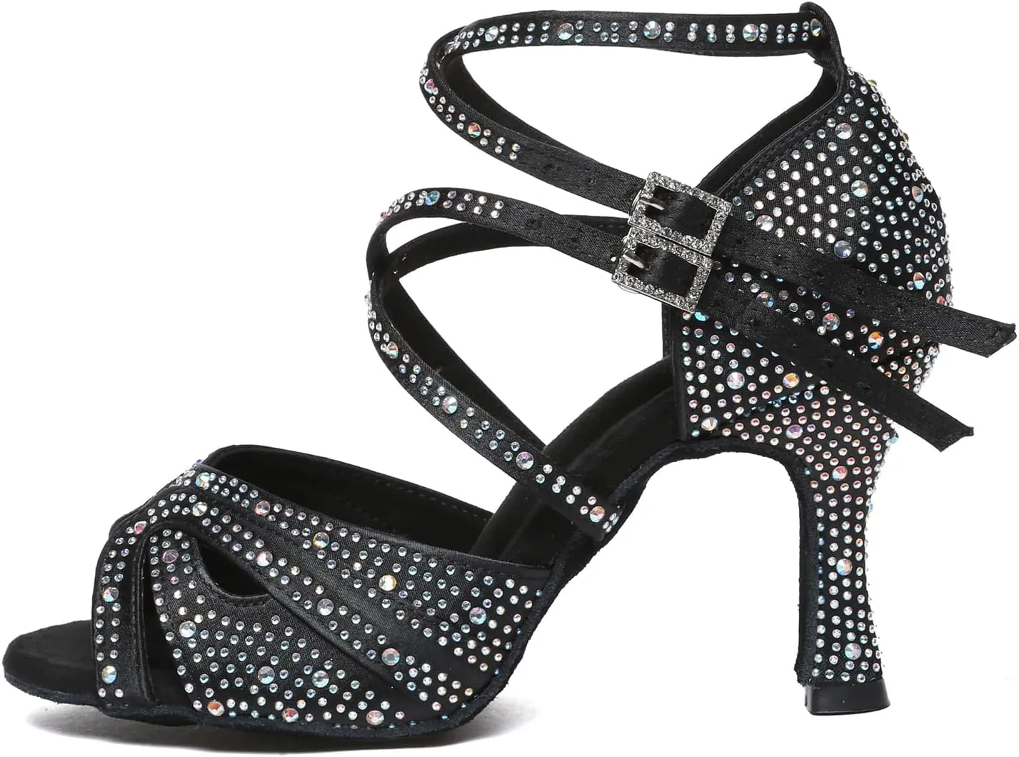 AOQUNFS Women Latin Dance Shoes Rhinestones Salsa Ballroom Practice Performance Dancing Shoes,L602