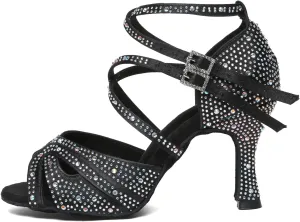 AOQUNFS Women Latin Dance Shoes Rhinestones Salsa Ballroom Practice Performance Dancing Shoes,L602