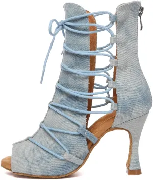AOQUNFS Women's Ballroom Dance Shoes Latin Salsa Practice Performance Dance Boots,Model L614