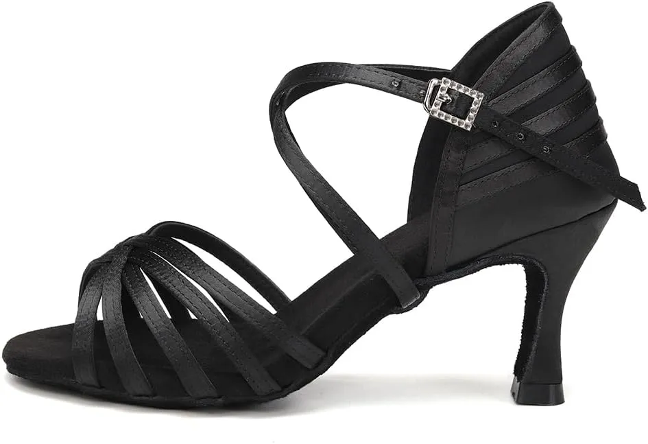 AOQUNFS Women's Latin Dance Shoes Ballroom Salsa Practice Professional Performance Dancing Shoes,2324,Black,US 5.5