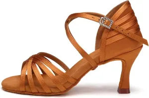 AOQUNFS Women's Latin Dance Shoes Ballroom Salsa Practice Professional Performance Dancing Shoes,2324,Brown,US 9