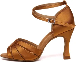 AOQUNFS Women's Latin Dance Shoes Satin Ballroom Salsa Practice Performance Dancing Shoes,Model D48