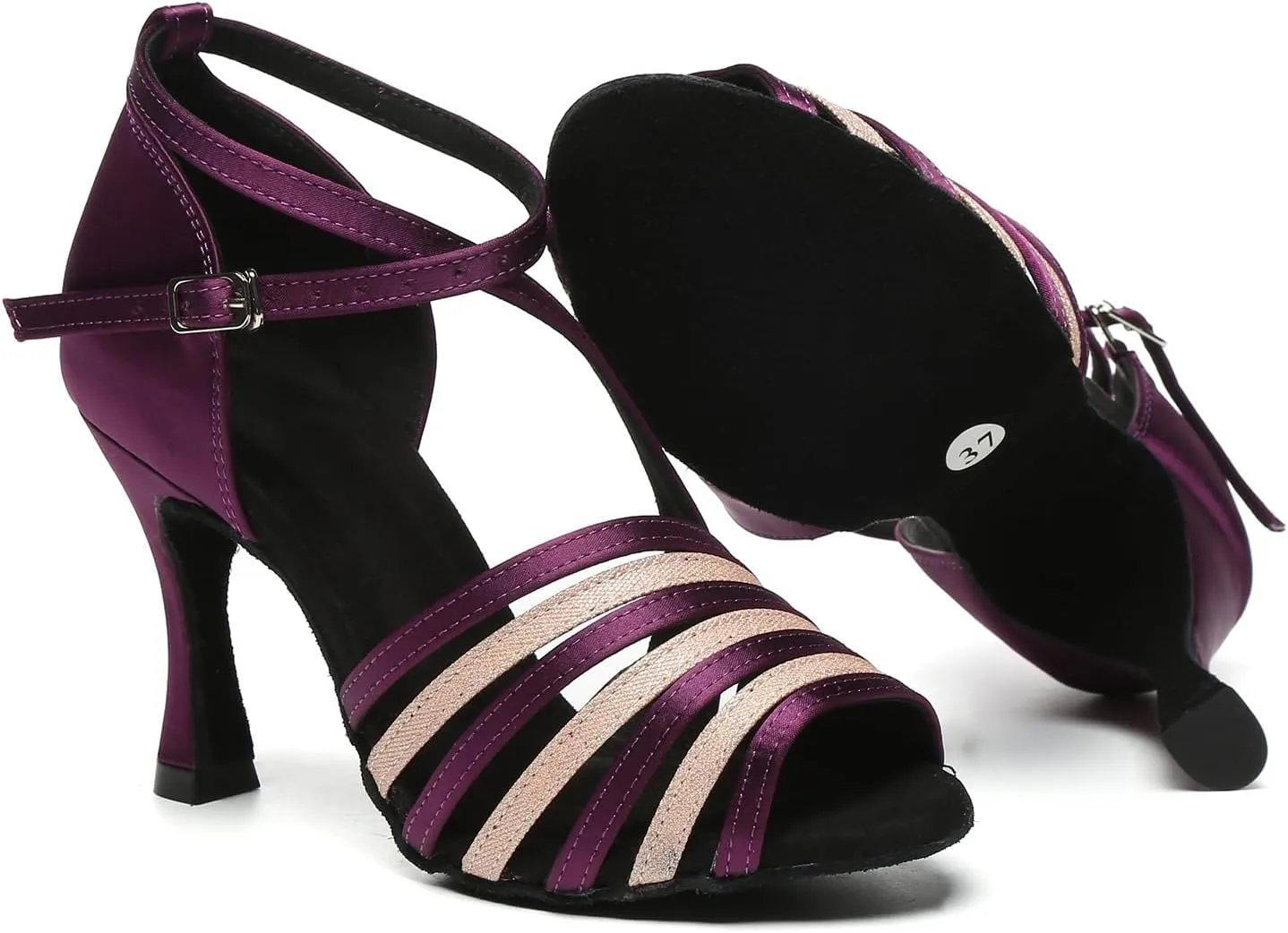 AOQUNFS Women's Latin Dance Shoes Satin Ballroom Salsa Practice Professional Performance Dancing Shoes