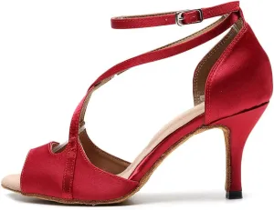 AOQUNFS Women's Open Toe Latin Dance Shoes Ballroom Salsa Performance Practice Dancing Shoes,Model 1030