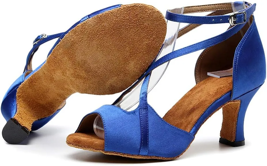 AOQUNFS Women's Open Toe Latin Dance Shoes Ballroom Salsa Performance Practice Dancing Shoes,Model 1030
