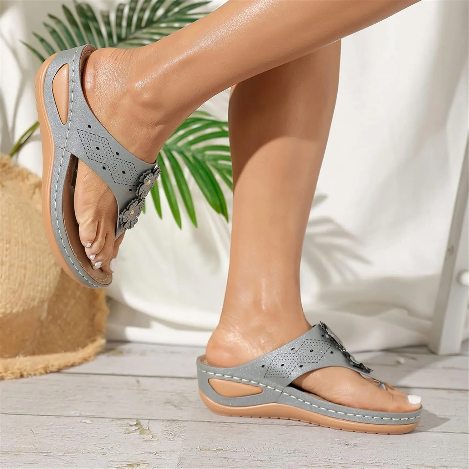 Arch Support Flip Flops & Slides Woman Wedge Sandals Summer Comfortable House Sandals for Women with Arch Support Womens Hiking Sandals Plantar Fasciitis Shoe Arch Support Womens Red Sandals