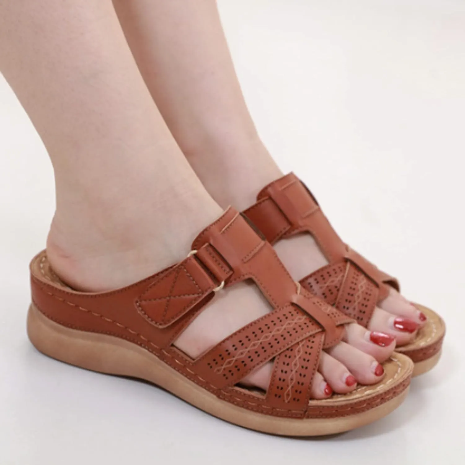 Arch Support Sandals for Women Women's Orthopedic Arch Support Wedge Sandals, Casual Platform Slip On Open Toe Sandal