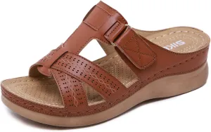 Arch Support Sandals for Women Women's Orthopedic Arch Support Wedge Sandals, Casual Platform Slip On Open Toe Sandal