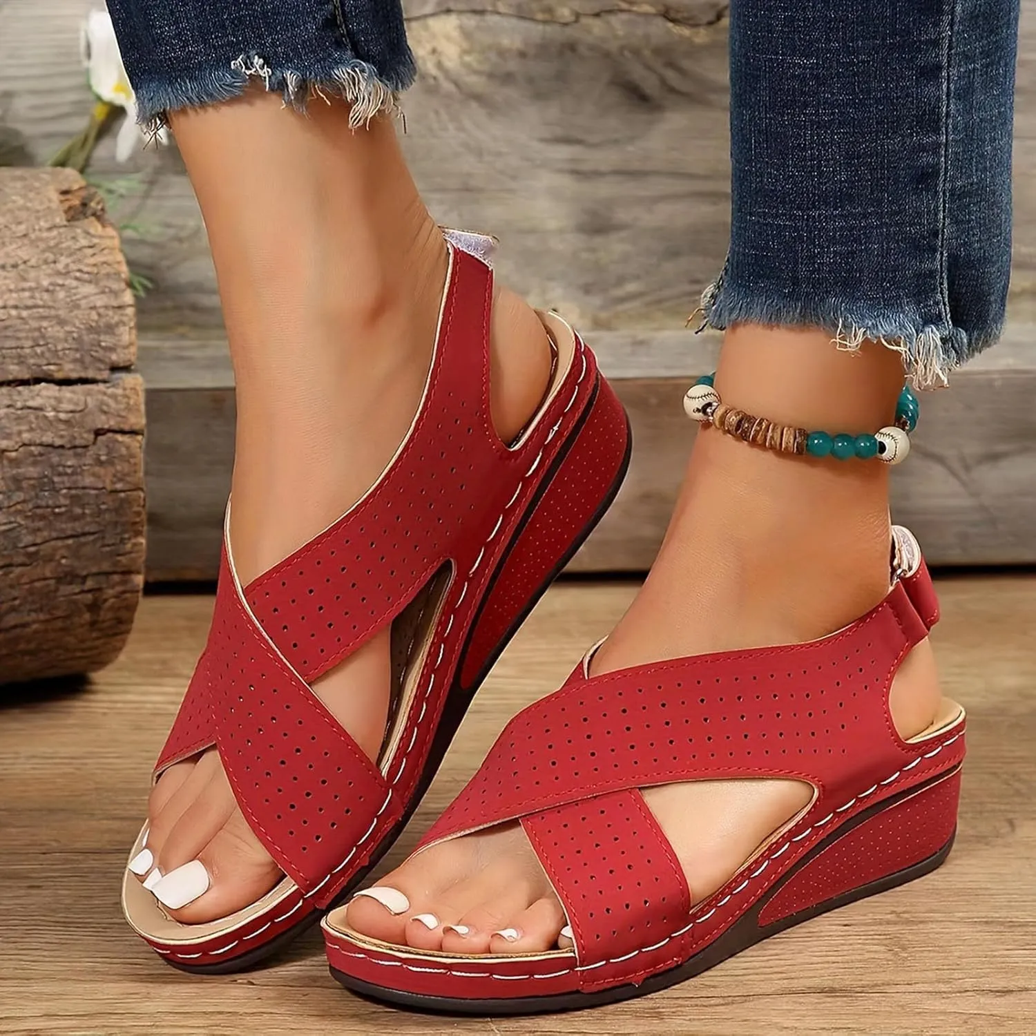 Arch Support Sandals Women's Wide Slip On Walking Shoes Women With Arch Support Flats Orthopedic Comfort Wedge Shoe