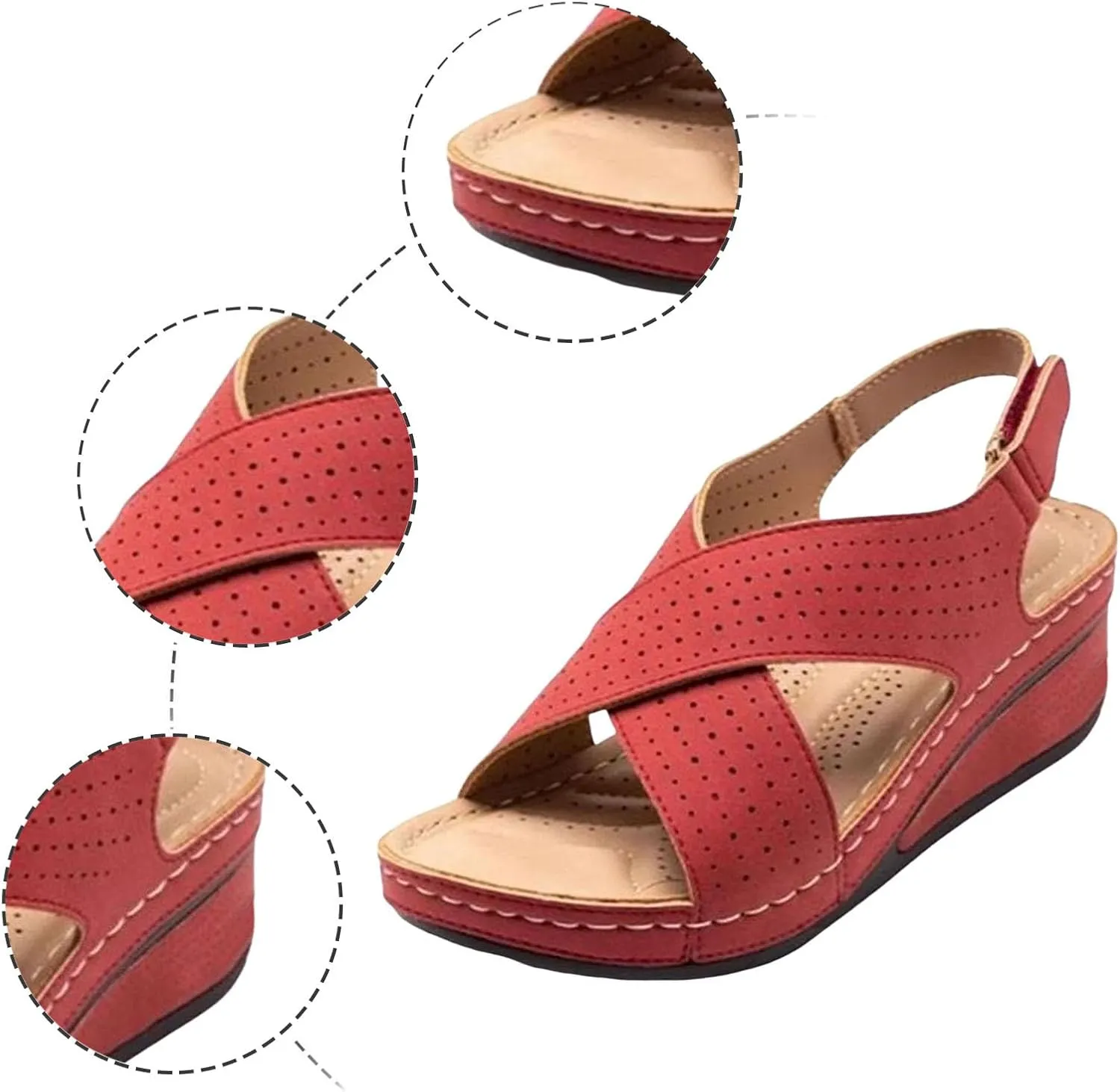 Arch Support Sandals Women's Wide Slip On Walking Shoes Women With Arch Support Flats Orthopedic Comfort Wedge Shoe