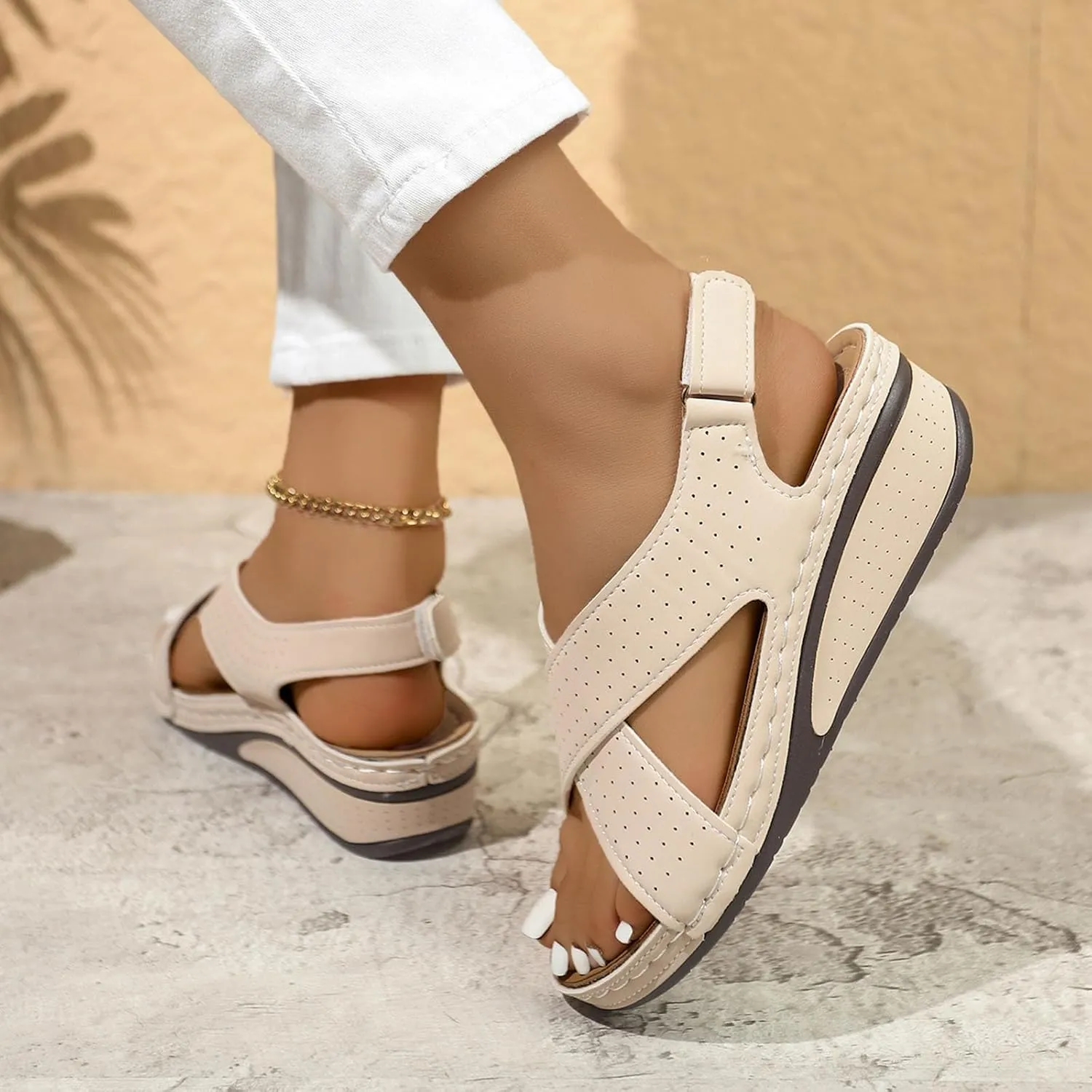 Arch Support Sandals Women's Wide Slip On Walking Shoes Women With Arch Support Flats Orthopedic Comfort Wedge Shoe