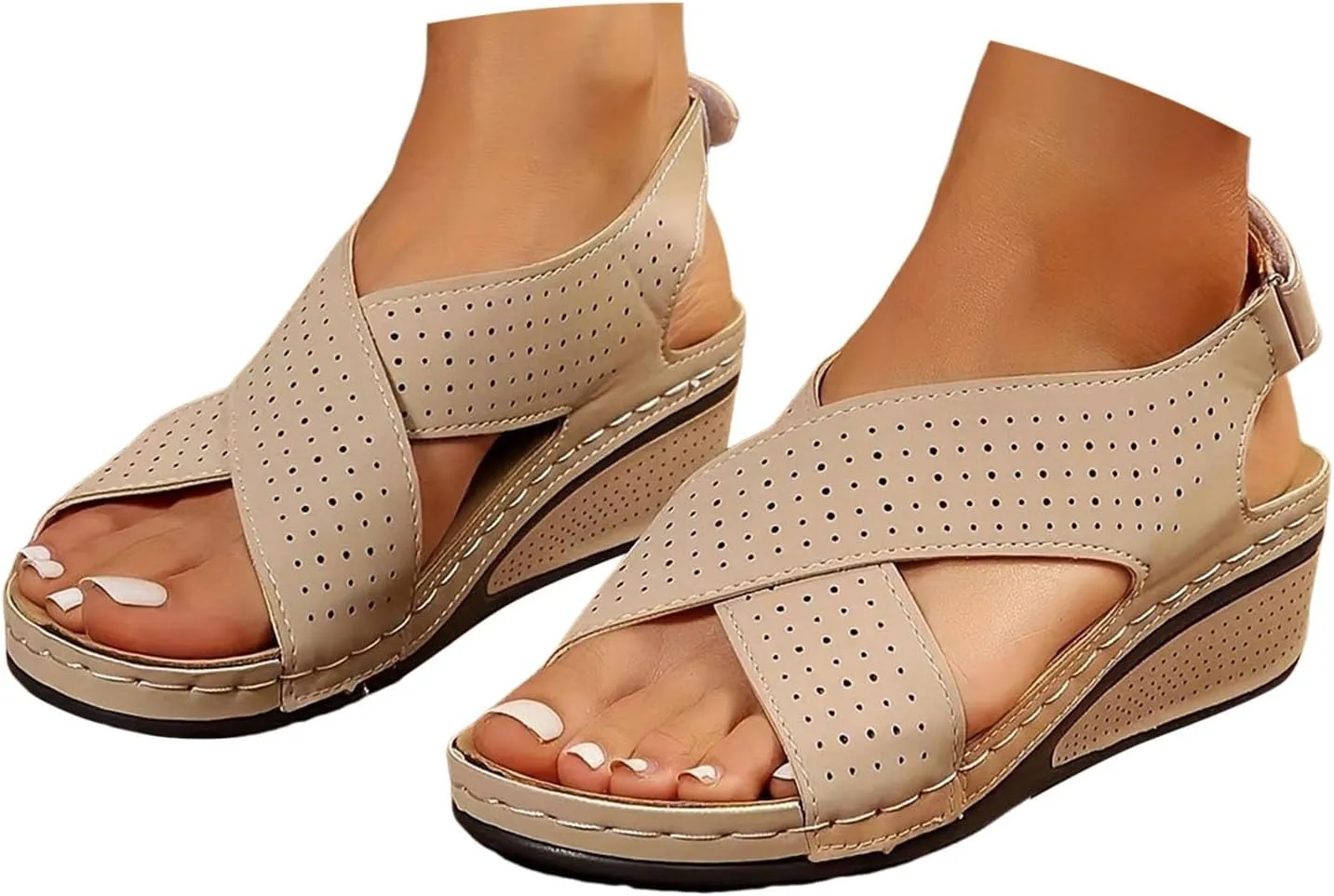 Arch Support Sandals Women's Wide Slip On Walking Shoes Women With Arch Support Flats Orthopedic Comfort Wedge Shoe