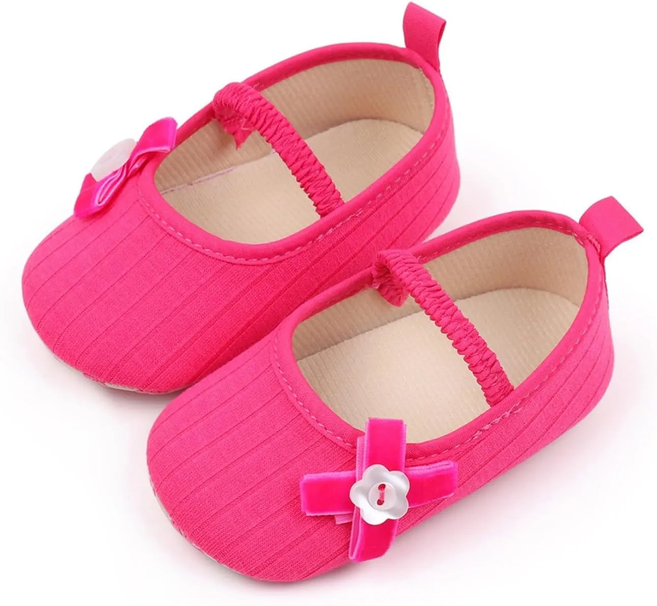 Baby Girls Mary Jane Shoes with Bowknot Flowers Wedding Dress Ballet Flats Toddler Slip On Sandal