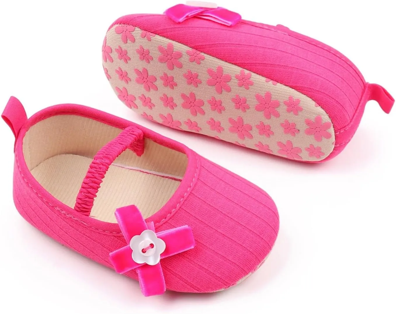 Baby Girls Mary Jane Shoes with Bowknot Flowers Wedding Dress Ballet Flats Toddler Slip On Sandal