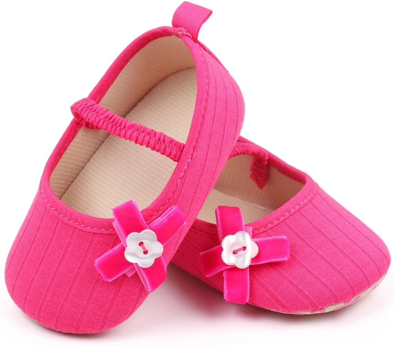 Baby Girls Mary Jane Shoes with Bowknot Flowers Wedding Dress Ballet Flats Toddler Slip On Sandal