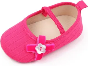 Baby Girls Mary Jane Shoes with Bowknot Flowers Wedding Dress Ballet Flats Toddler Slip On Sandal