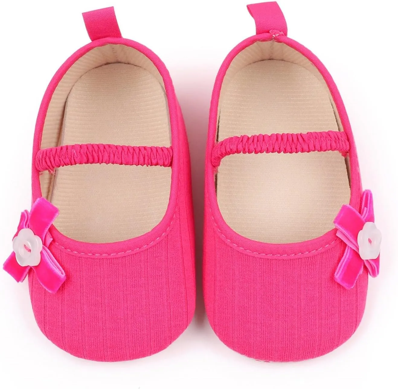 Baby Girls Mary Jane Shoes with Bowknot Flowers Wedding Dress Ballet Flats Toddler Slip On Sandal
