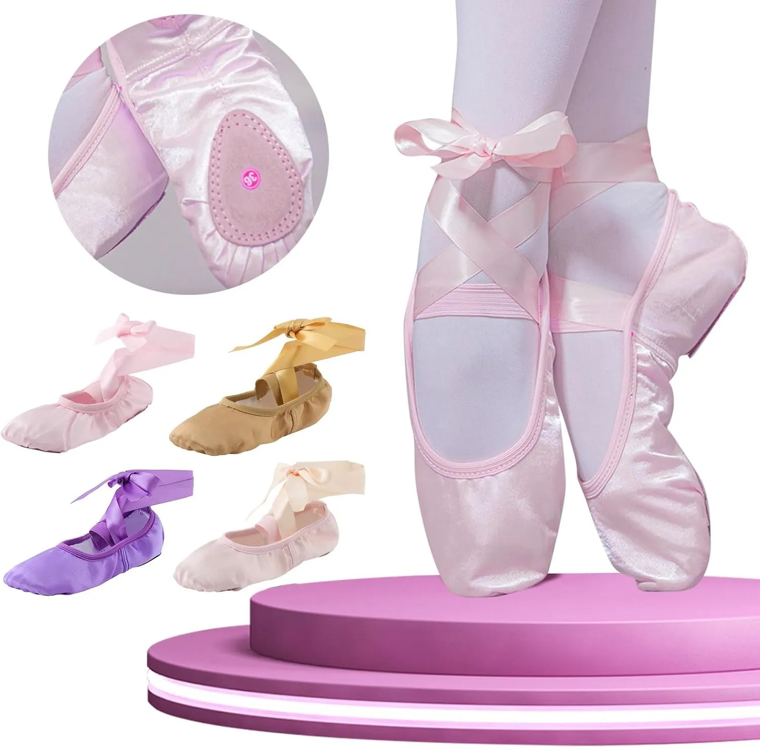 Ballet Shoes for Girls Ribbons Ballet Slippers Dance Shoes Toddler Girl Ballet Flat?? Toddler Girl Ballet Shoes