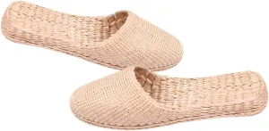 BESTYASH Men's Straw Sandals Summer Knitting Slippers Breathable House Shoes Lightweight Indoor Slippers