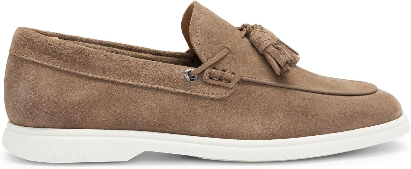 BOSS Men's Sienne Mocc Suede Loafers with Tassels Size