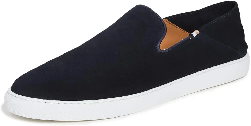 BOSS Men's Suede Slip-on Loafers with Rubber Sole