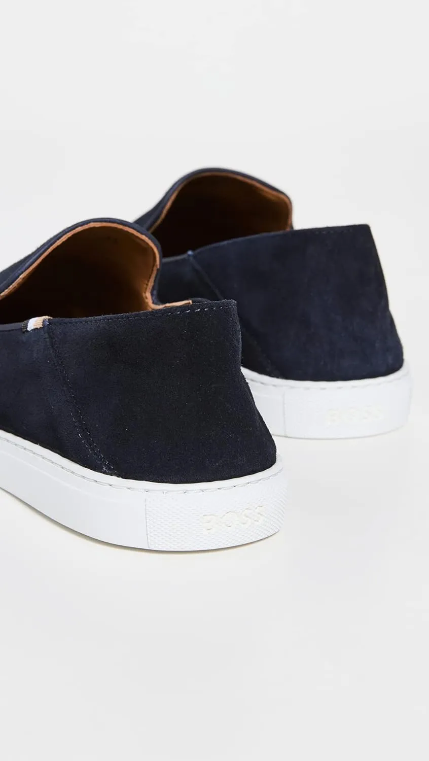 BOSS Men's Suede Slip-on Loafers with Rubber Sole