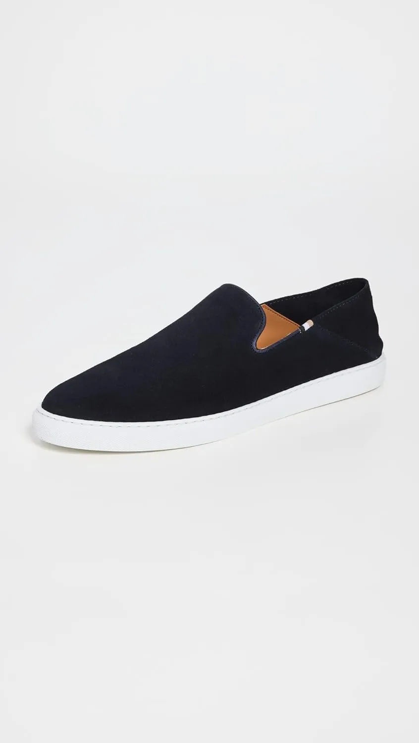 BOSS Men's Suede Slip-on Loafers with Rubber Sole