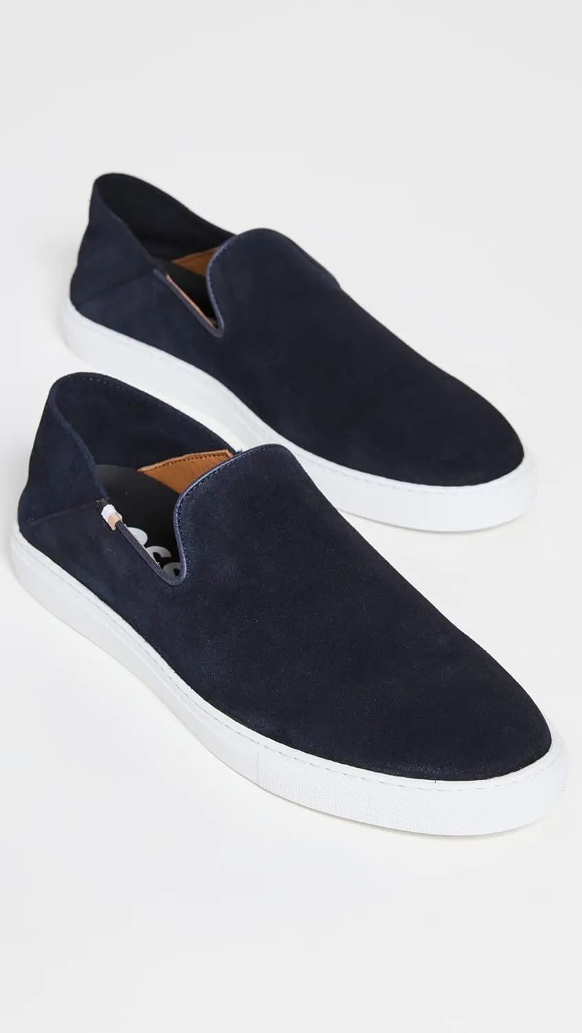 BOSS Men's Suede Slip-on Loafers with Rubber Sole