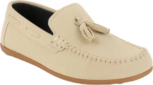 Boys Faux Suede Slip On Loafer Wedding Classic Smart Casual Moccasin Flat Shoes