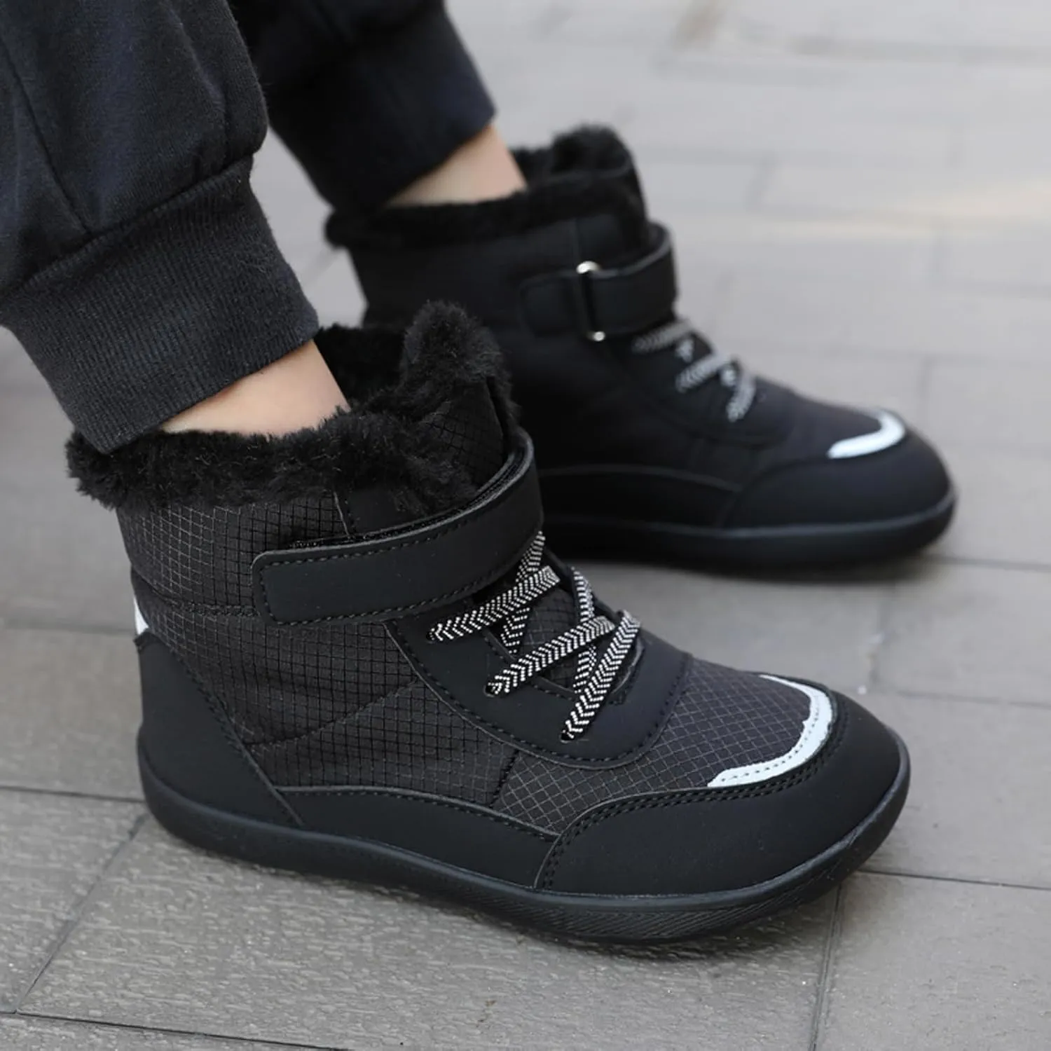 Boys Girls Barefoot Winter Boots With Wide Toe Box Slip Drop Sole Ankle Winter Snow Boots For Toddler//Big Boys Shoes 5